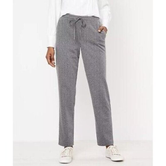 LOFT Tapered Knit Pull On Pants Gray Stripe Womens XS - Picture 1 of 10